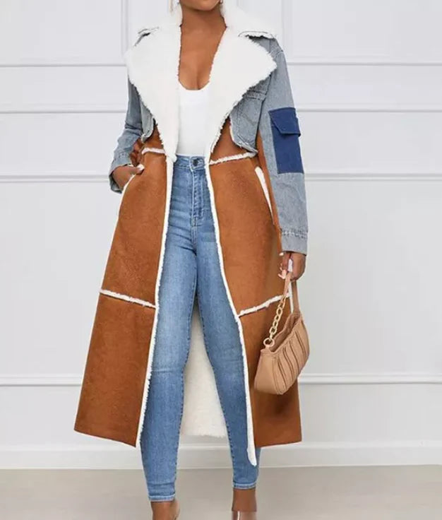 Long Denim Hybrid Fall Coat