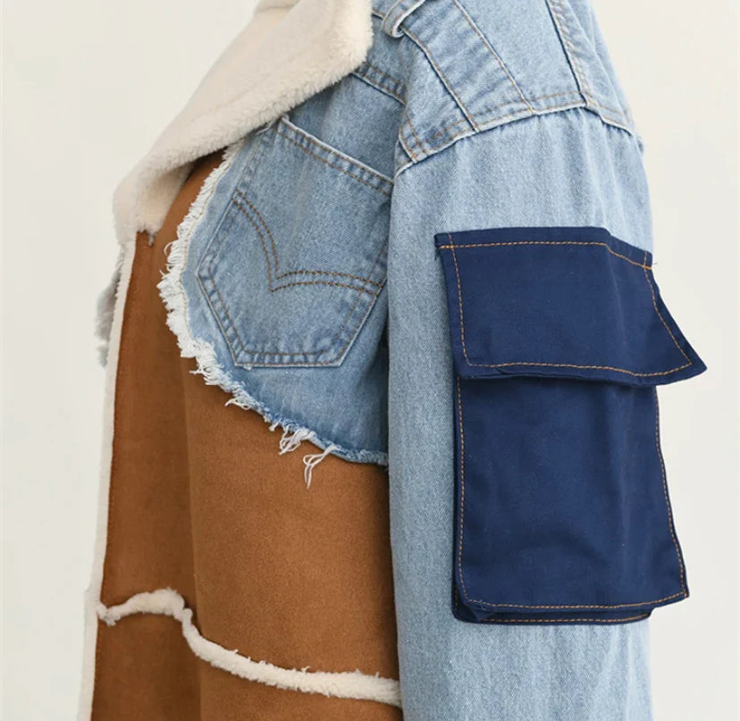 Long Denim Hybrid Fall Coat