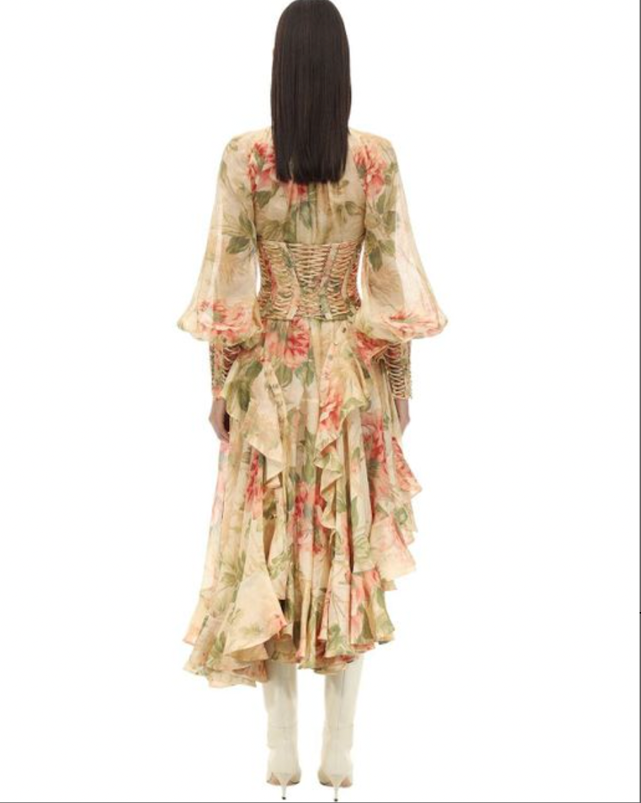 Zimmermann Espionage Floral Corset Silk Dress - Like New - Size 4 US