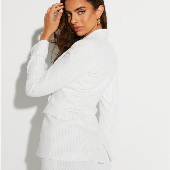 J-Lo Double Breasted Button Striped Blazer- Guess Marciano, S