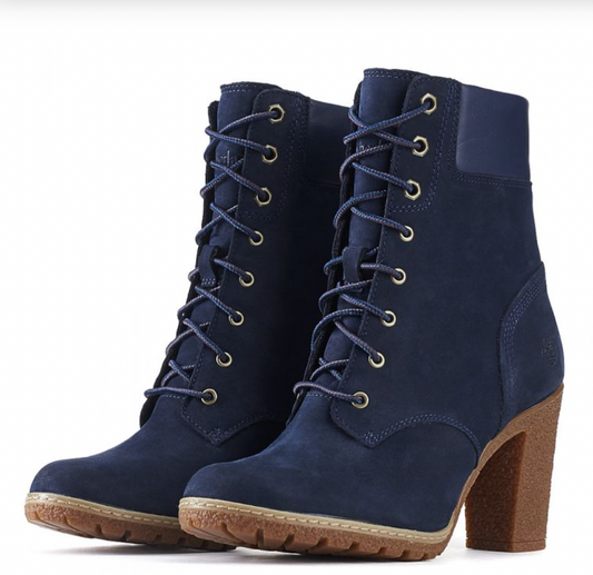 B. Timberland Women's Limited Blue Suede  Leather High Heel Boots - 10