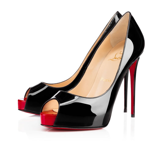 A. Beauty - Very Privé Louboutin - 120 mm Open toe pumps - Patent calf - Black