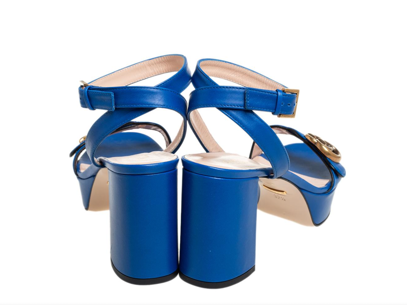 A. Blue Gucci Platform Ankle Straps - size 10 (40)