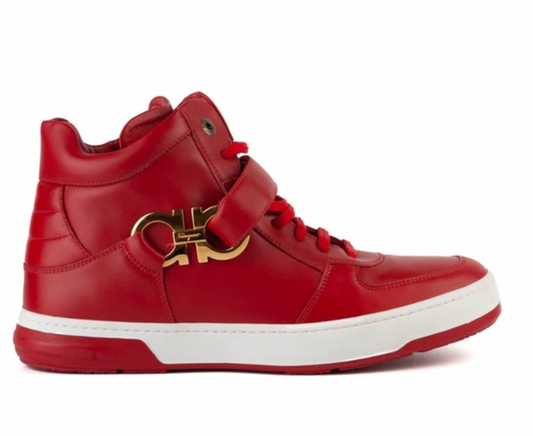 Ferragamo Red, Leather High Top Shoes- Size 9 MEN