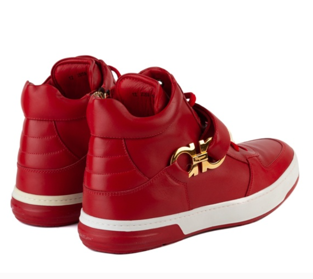 Ferragamo Red, Leather High Top Shoes- Size 9 MEN